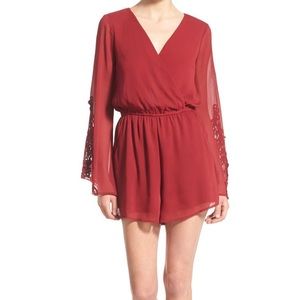Long sleeve dark red romper